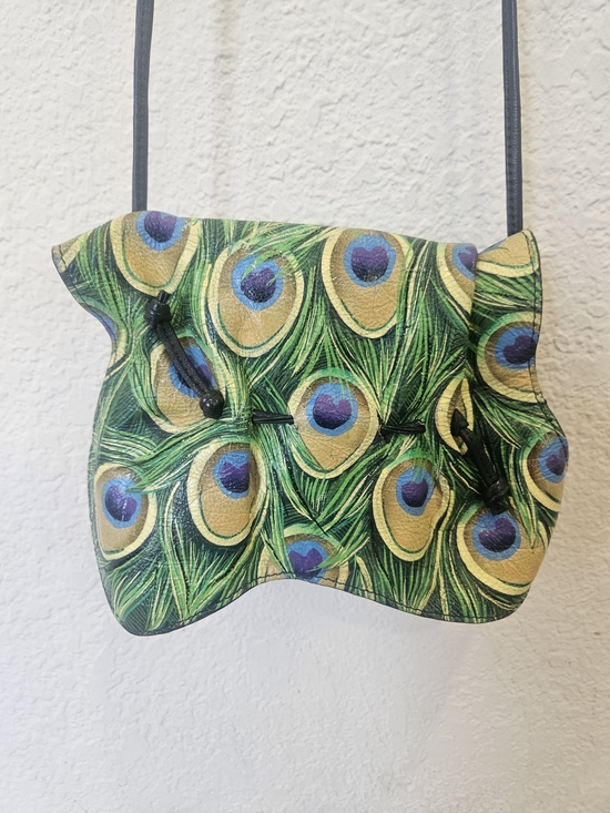 Sharif Handbags - Sharif 1827 Hand-painted Peacock Feather Crossbody